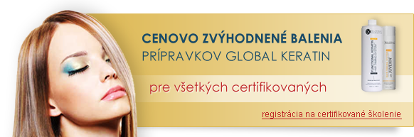 Cenovo zvýhodnené balenie prípravkov Global Keratín pre všetkých certifikovaných - registrácia na certifikované školenie